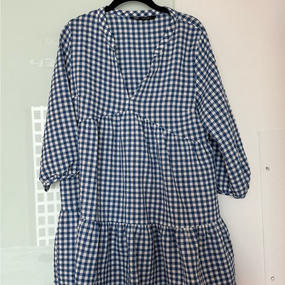 Blue and white checkered gingham dress - Picture 2 of 3